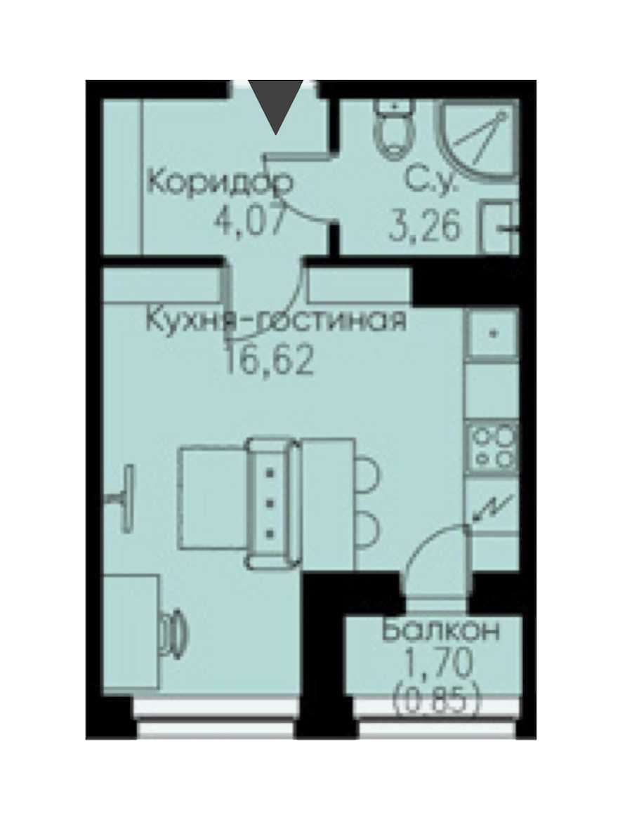 Студия в : площадь 24.8 м2 , этаж: 7 – купить в Санкт-Петербурге